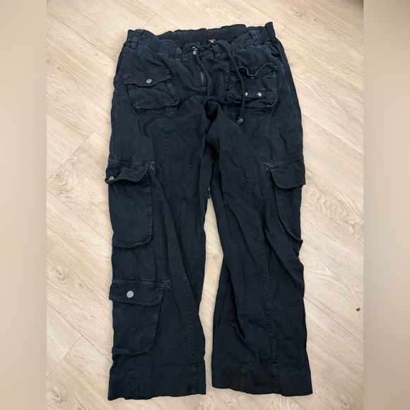 Free People Tahiti Casual Drawstring Cargo Pants in Black S - Picture 3 of 3